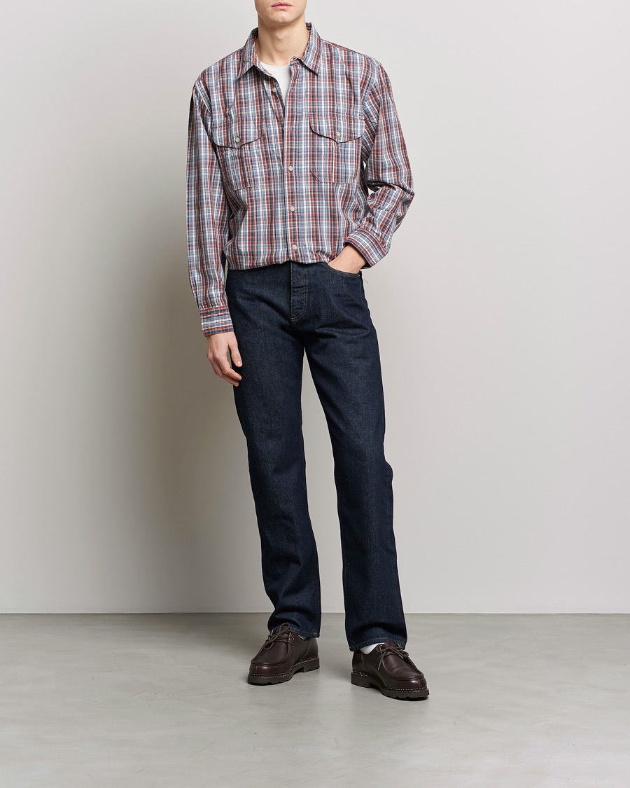 Heren | Overhemden | Filson | Washed Feather Cloth Shirt Navy/Iron/Ivory
