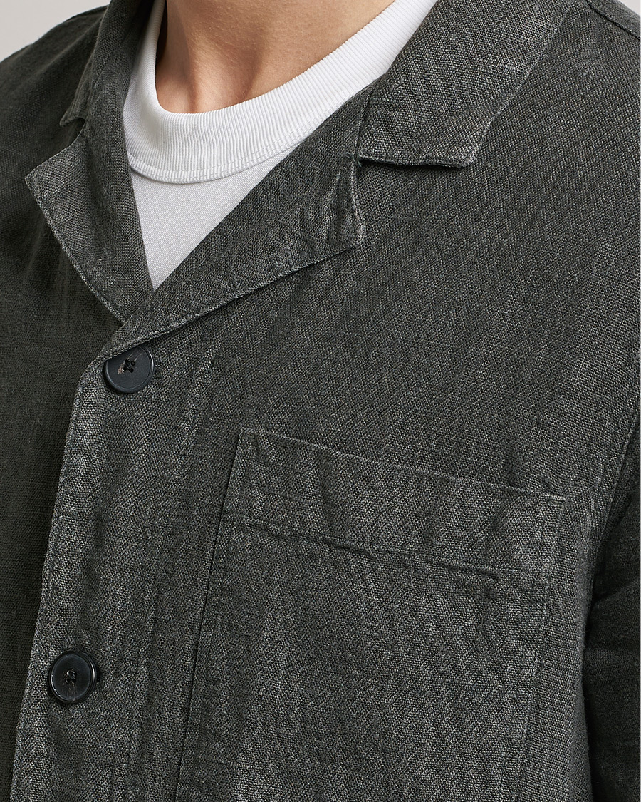 Heren | Overhemden | A Day's March | Bangher Linen Overshirt Olive