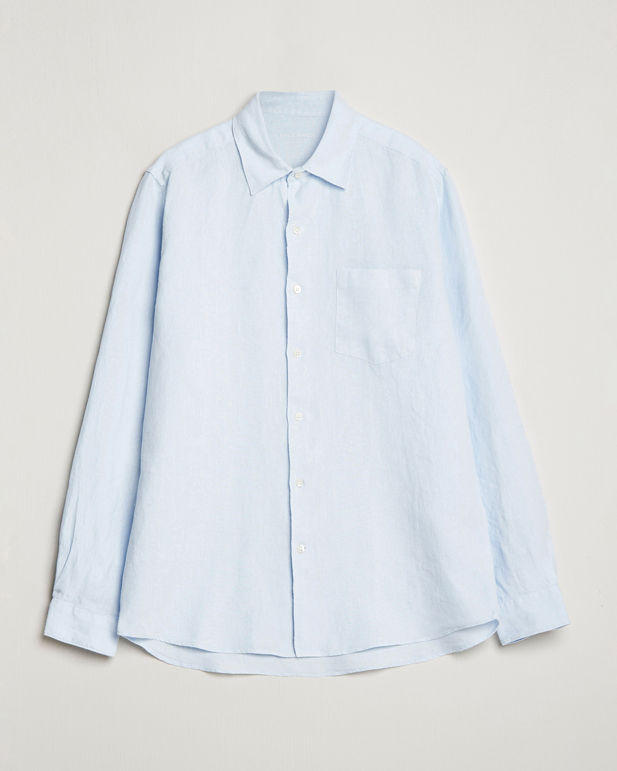 Heren | Overhemden | A Day's March | Abu Linen Shirt Light Blue