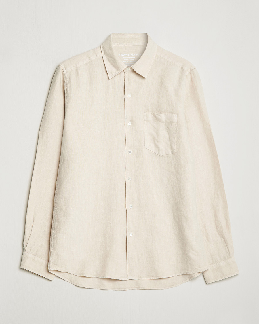 Heren | Overhemden | A Day's March | Abu Linen Shirt Sand