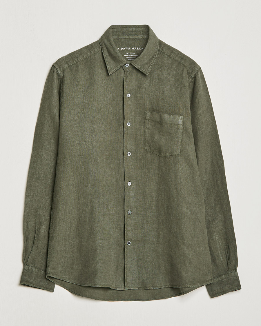 Heren | Overhemden | A Day's March | Abu Linen Shirt Seaweed