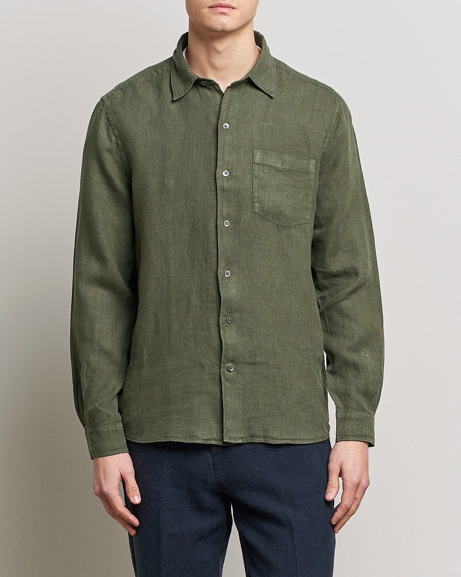 Heren | Kleding | A Day's March | Abu Linen Shirt Seaweed