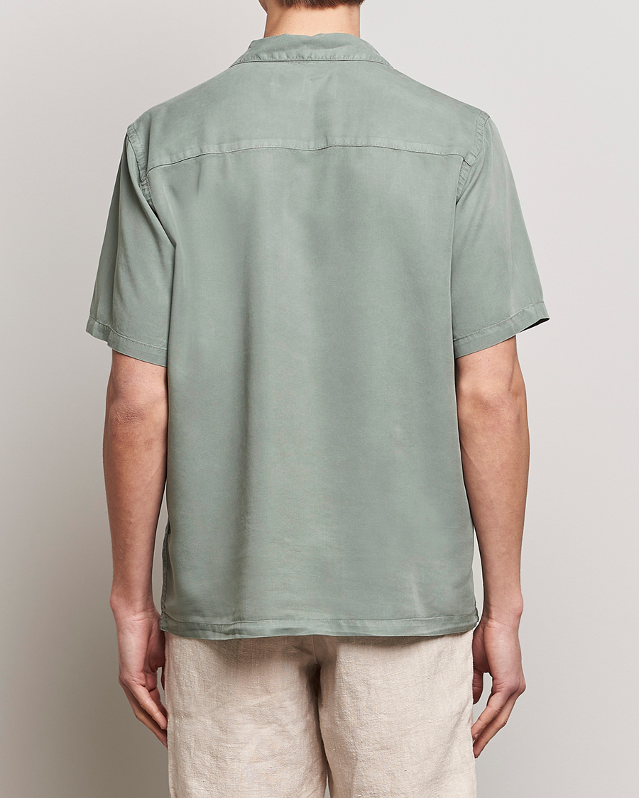 Heren | Overhemden | A Day's March | Yamu Short Sleeve Tencel Shirt Dusty Green