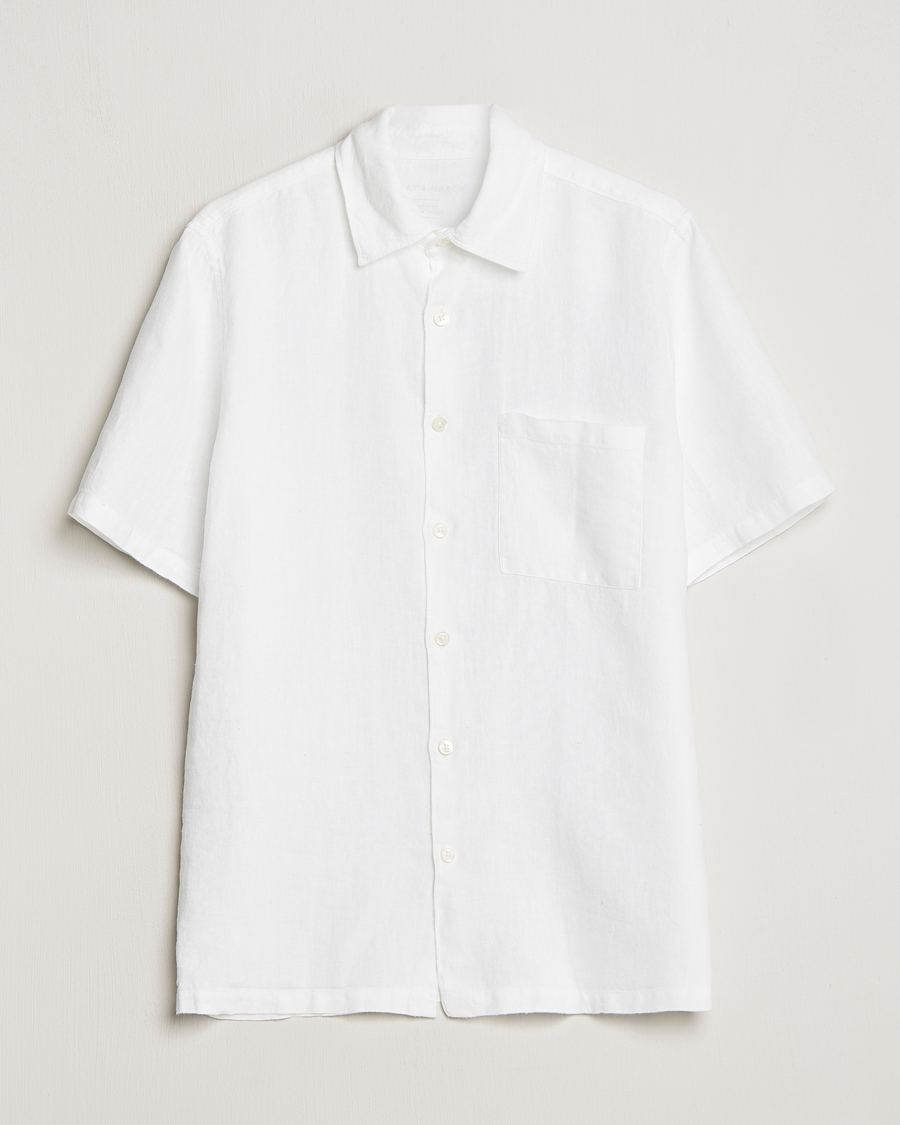 Heren | Business & Beyond | A Day's March | Khito Short Sleeve Linen Shirt White
