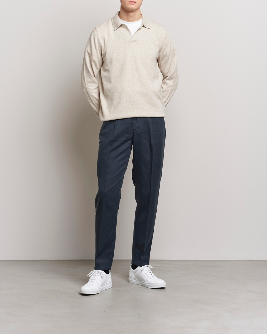 Heren | Broeken | A Day's March | Smart Trouser Tencel Navy