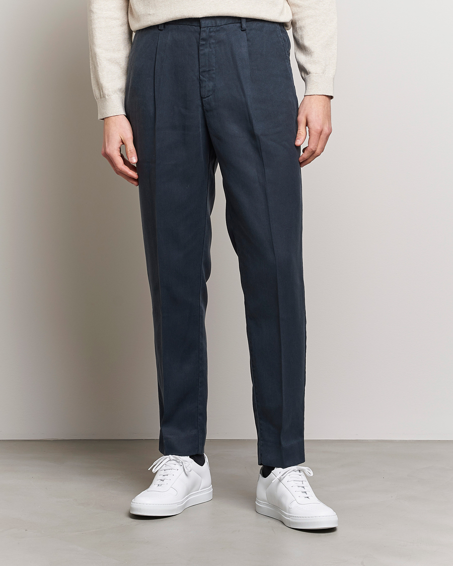 Heren | Broeken | A Day's March | Smart Trouser Tencel Navy