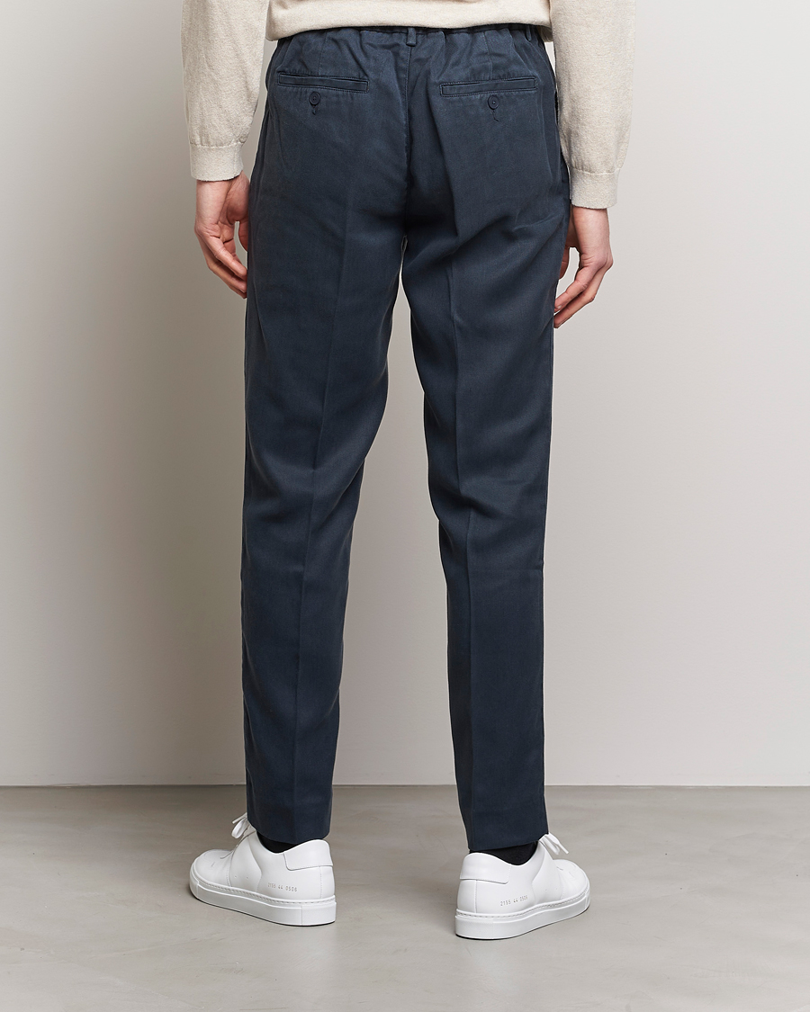 Heren | Broeken | A Day's March | Smart Trouser Tencel Navy