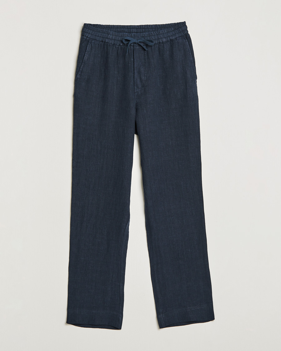 Heren |  | A Day's March | Tamait Drawstring Linen Trousers Navy