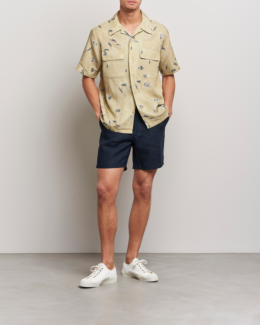 Heren | Korte broek | A Day's March | Ipu Drawstring Linen Shorts Navy