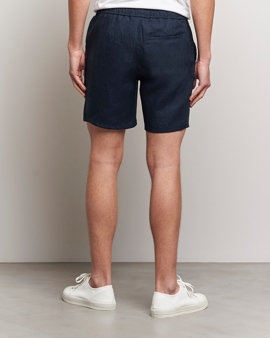 Heren | Korte broek | A Day's March | Ipu Drawstring Linen Shorts Navy
