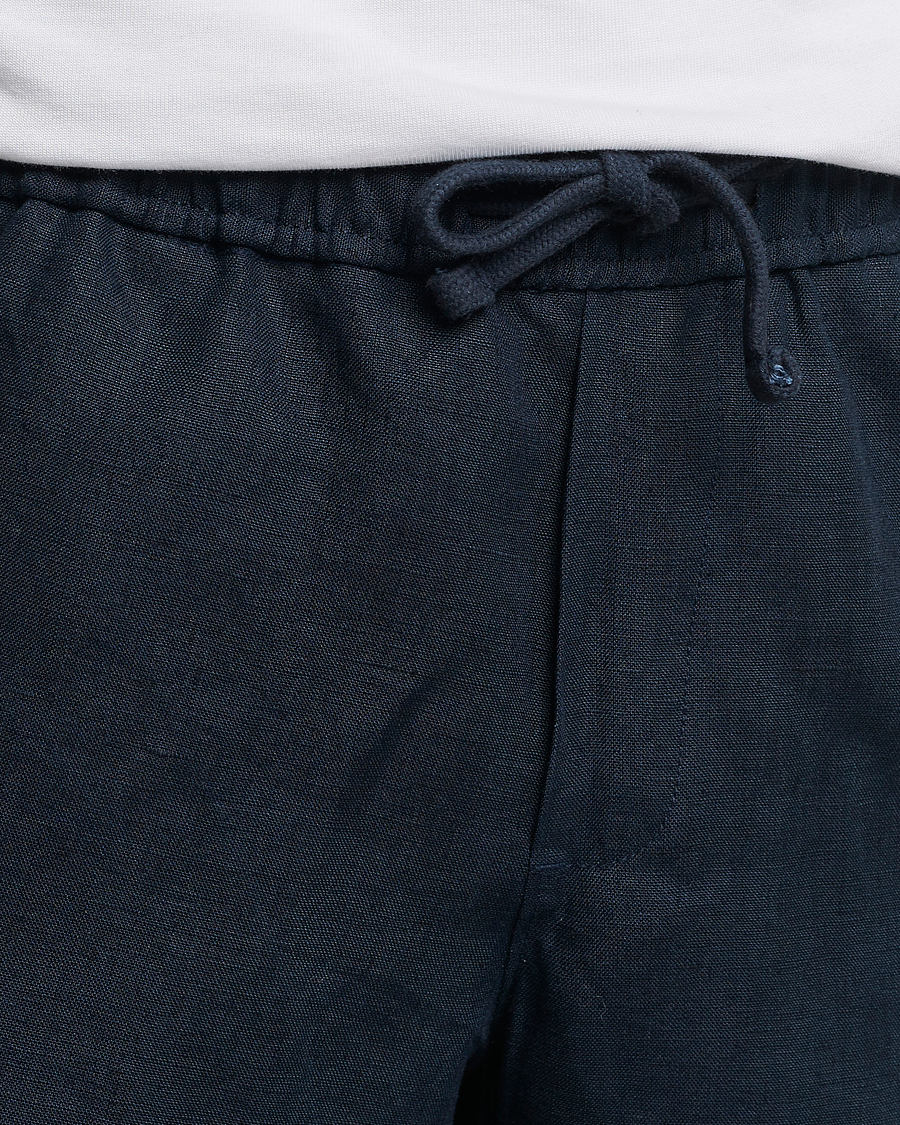 Heren | Korte broek | A Day's March | Ipu Drawstring Linen Shorts Navy
