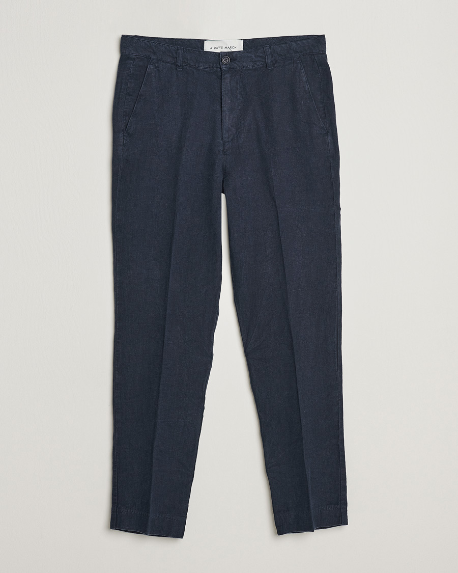 Heren | Broeken | A Day's March | Madu Linen Trouser Navy