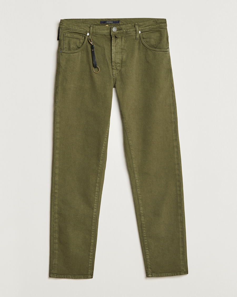 Heren | Broeken | Incotex | Cotton Stretch 5-Pocket Pants Military Green