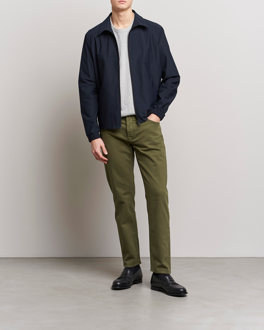 Heren | Broeken | Incotex | Cotton Stretch 5-Pocket Pants Military Green
