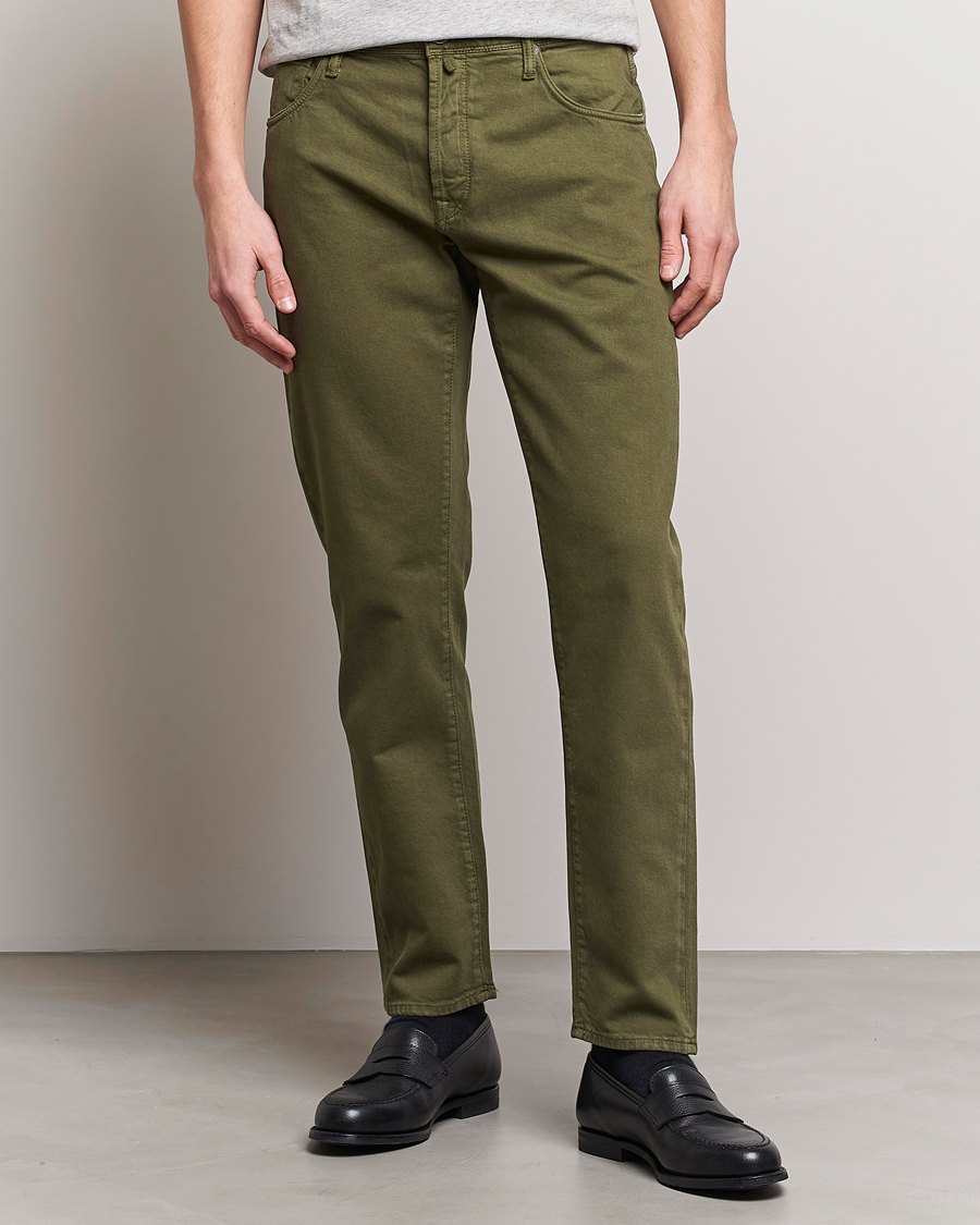 Heren | Broeken | Incotex | Cotton Stretch 5-Pocket Pants Military Green