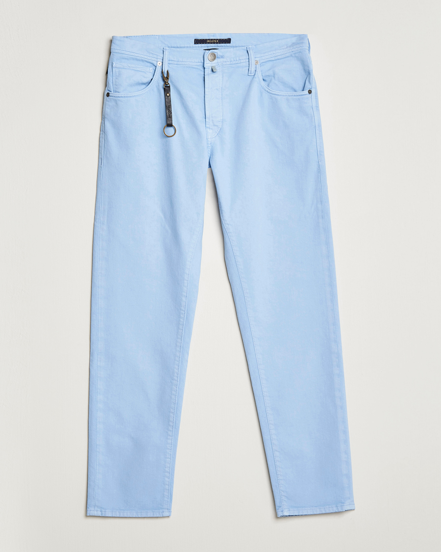 Heren | Broeken | Incotex | Cotton Stretch 5-Pocket Pants Light Blue