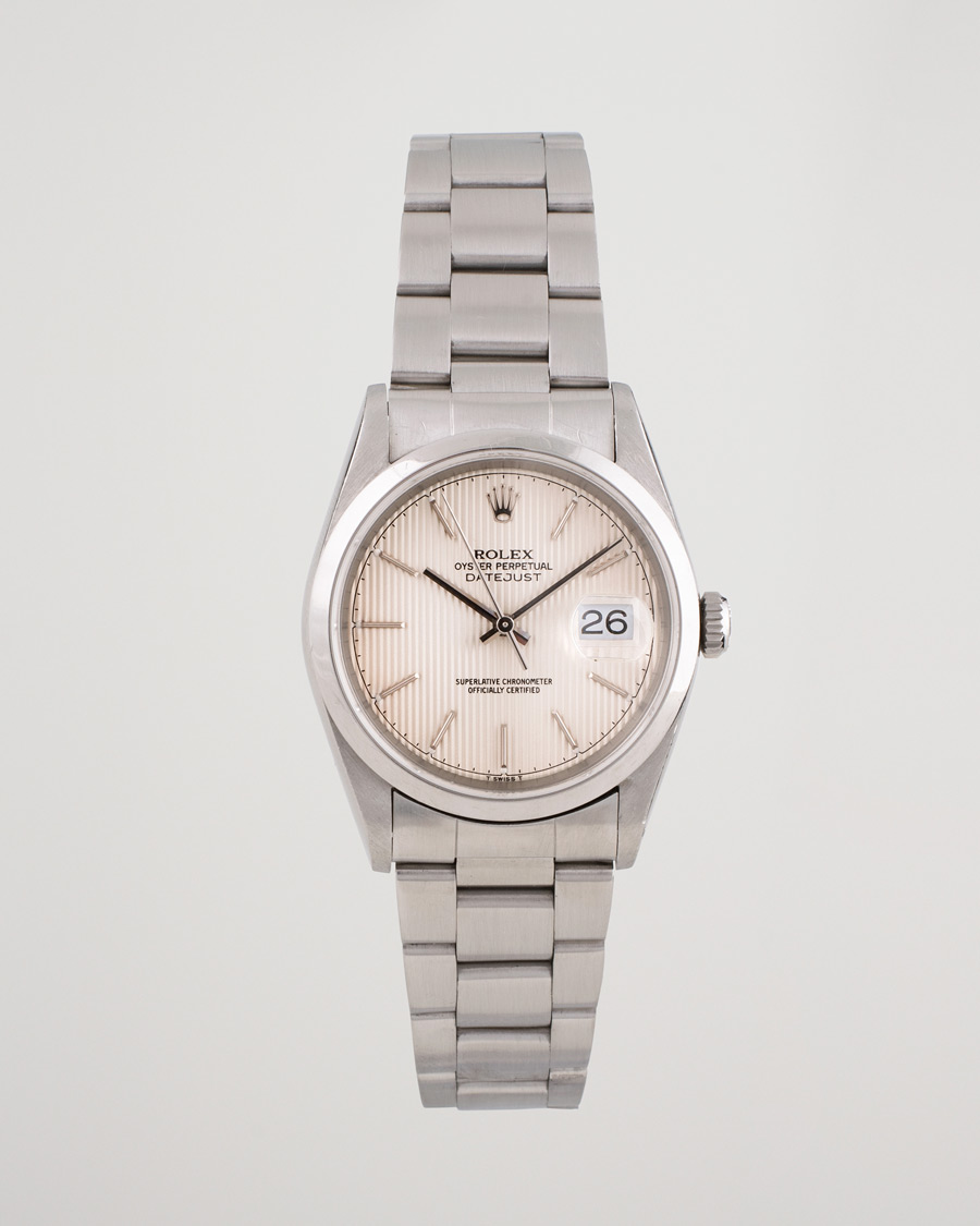 Heren | Rolex Pre-Owned Datejust 16200 Oyster Perpetual Steel White | Rolex Pre-Owned | Datejust 16200 Oyster Perpetual Steel White