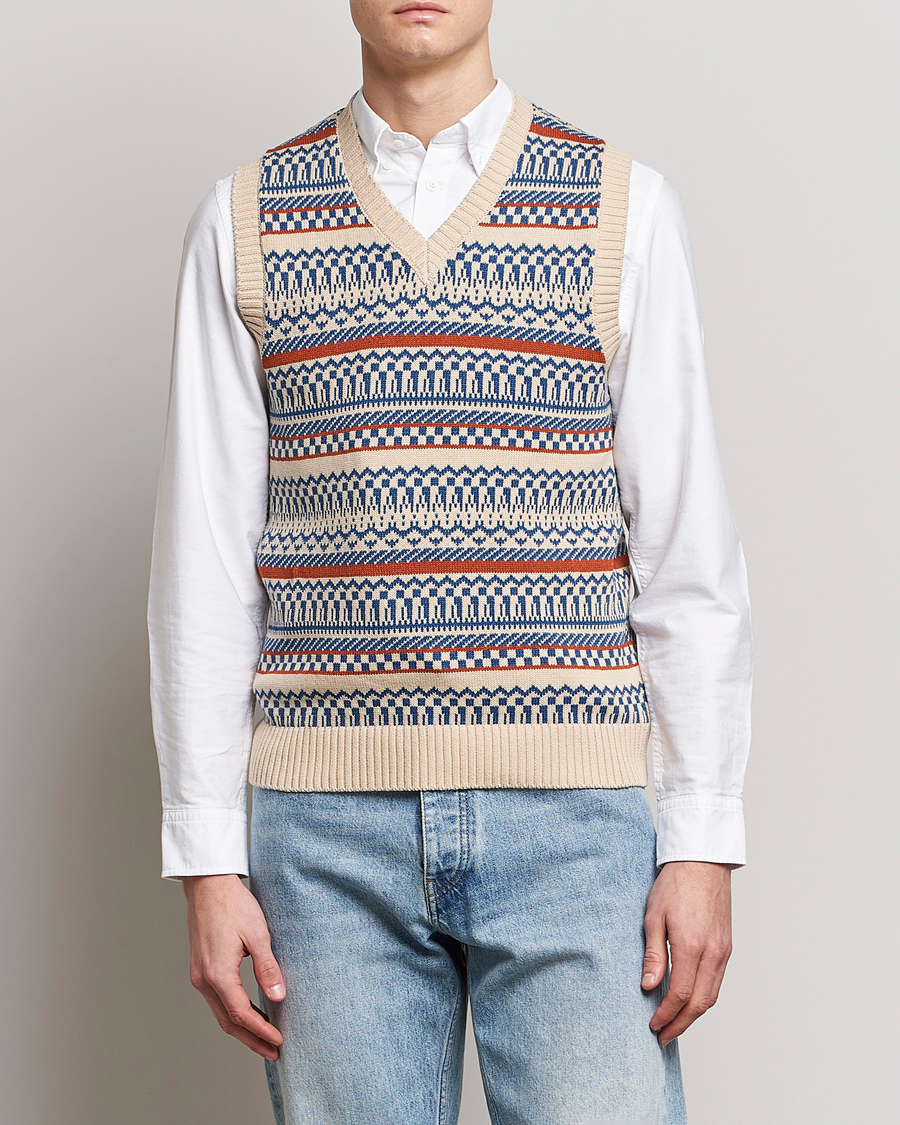 Heren | Truien | BEAMS PLUS | Knit Fairisle Vest Natural