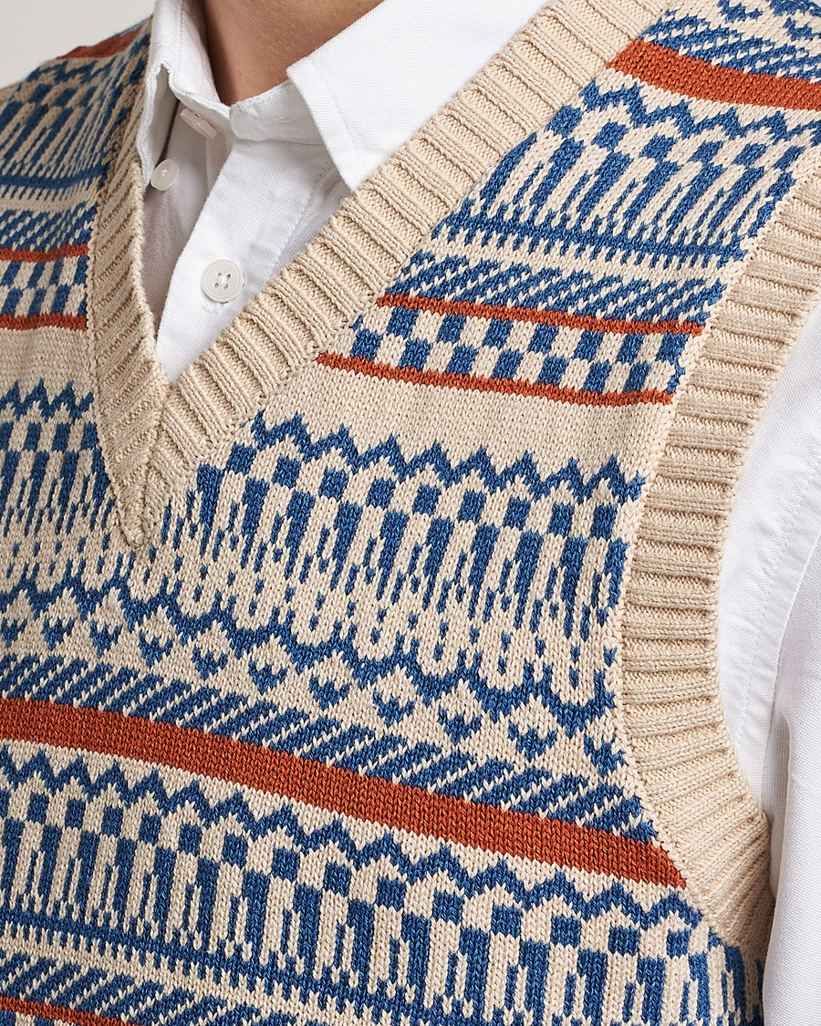 Heren | Truien | BEAMS PLUS | Knit Fairisle Vest Natural