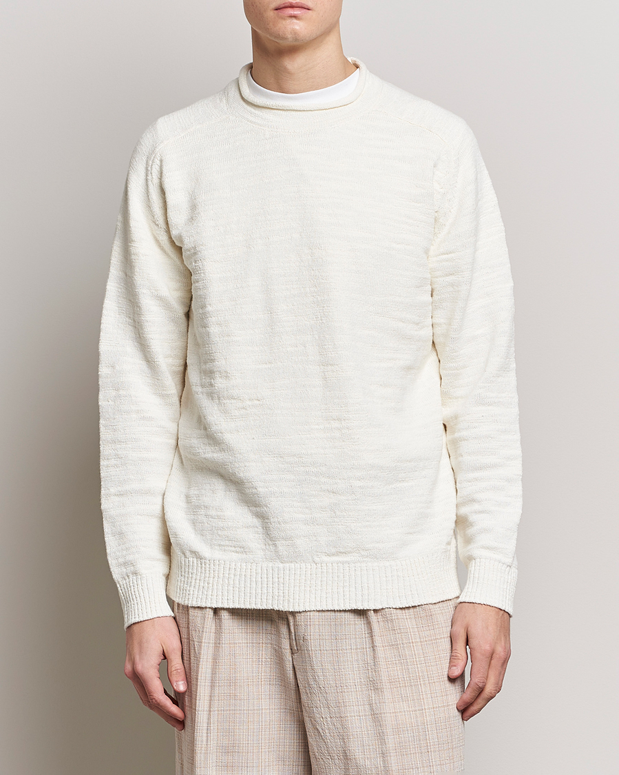 Heren | Truien | BEAMS PLUS | Linen Crew Neck Sweater White