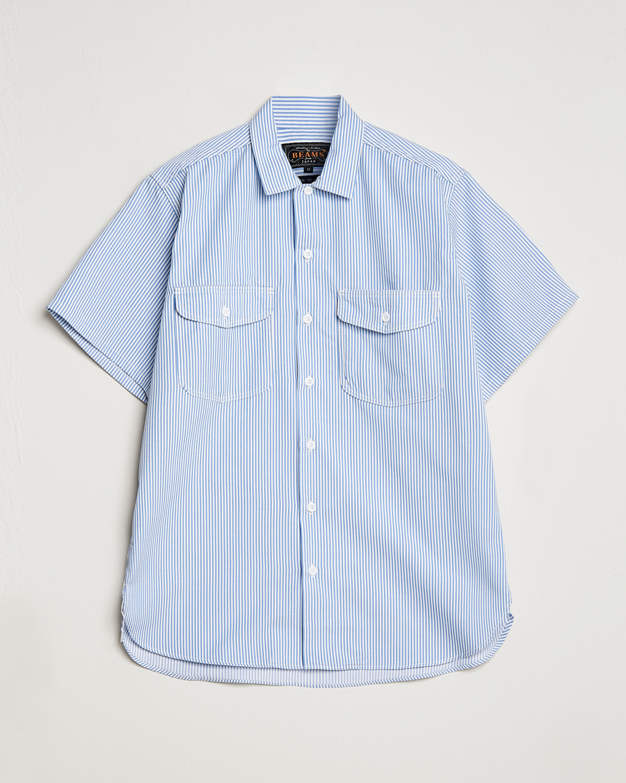 Heren | Overhemden | BEAMS PLUS | Short Sleeve Work Shirt Light Blue
