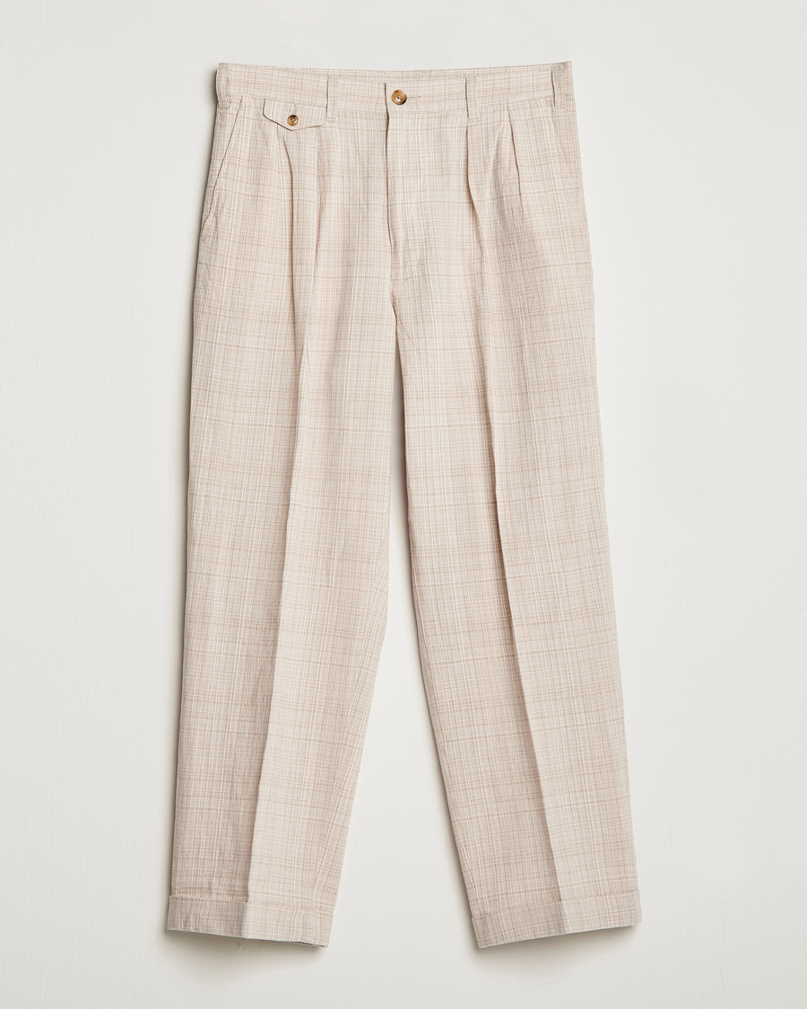 Heren | Broeken | BEAMS PLUS | Cotton/Linen Comfort Trousers Natural