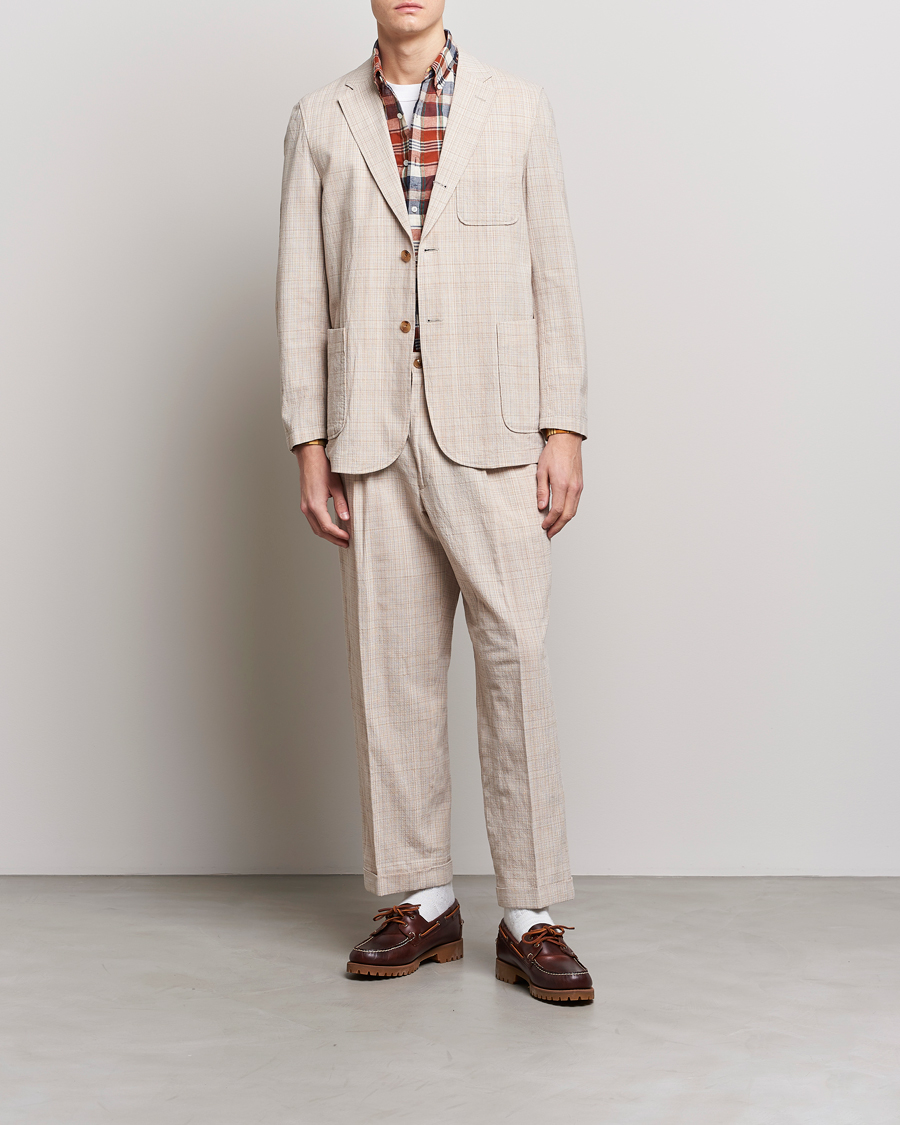 Heren | Broeken | BEAMS PLUS | Cotton/Linen Comfort Trousers Natural