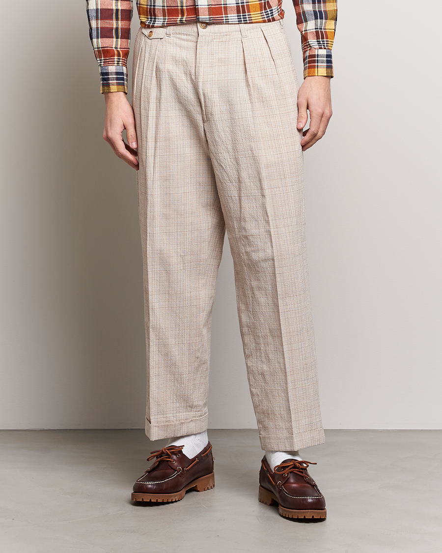 Heren | Broeken | BEAMS PLUS | Cotton/Linen Comfort Trousers Natural