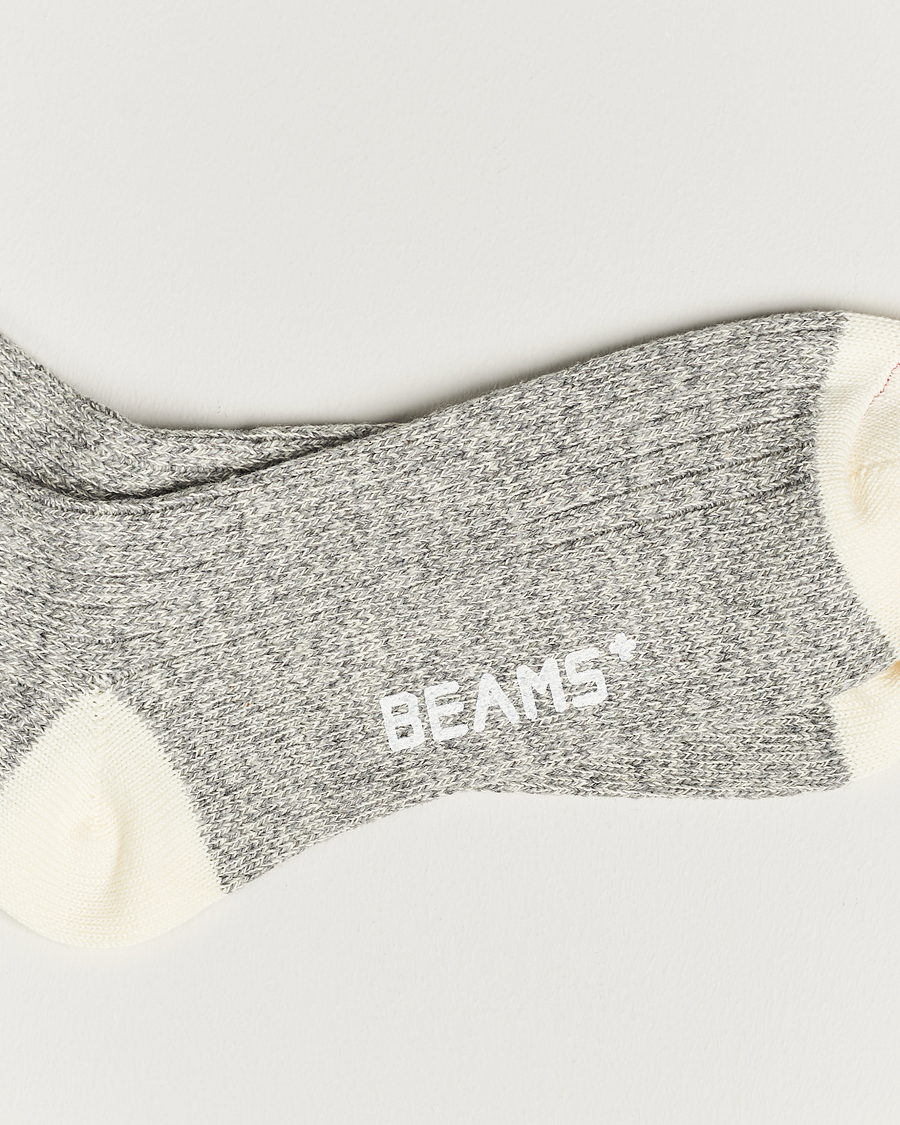 Heren |  | BEAMS PLUS | 1/4 Rag Socks Grey/Red