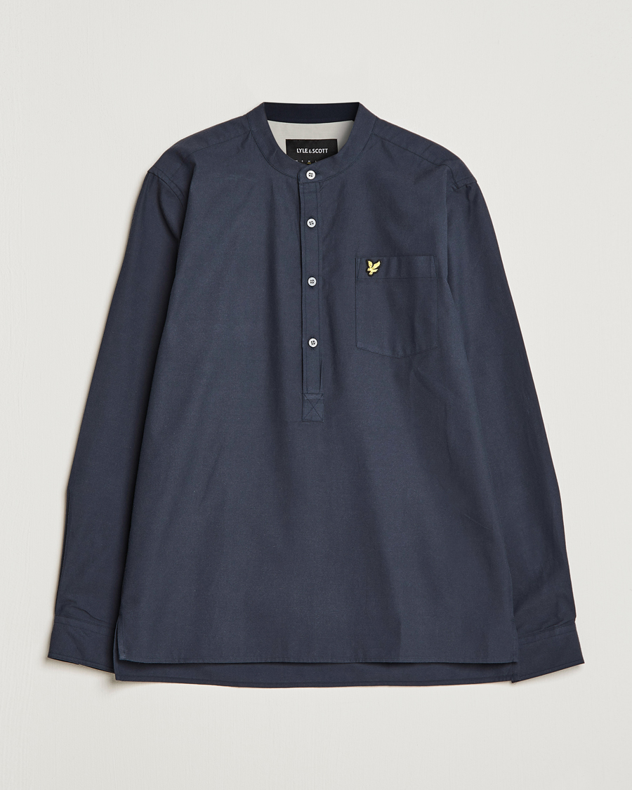 Heren | Overhemden | Lyle & Scott | Marl Grandad Shirt Dark Navy