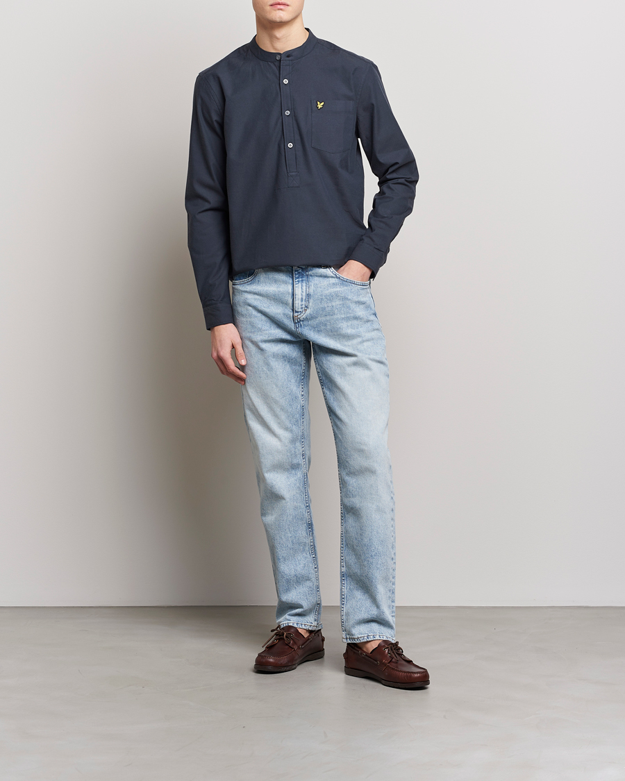 Heren | Overhemden | Lyle & Scott | Marl Grandad Shirt Dark Navy