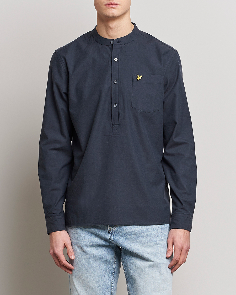 Heren | Overhemden | Lyle & Scott | Marl Grandad Shirt Dark Navy