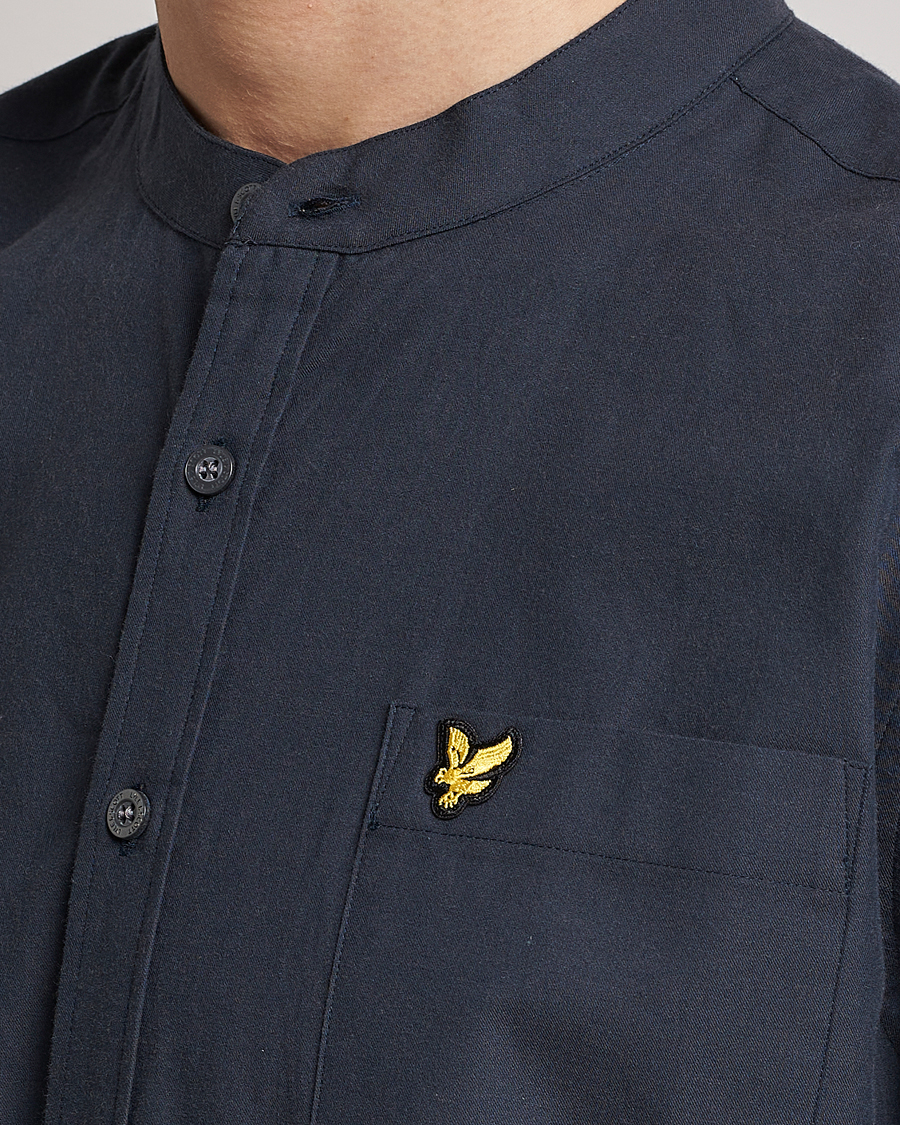 Heren | Overhemden | Lyle & Scott | Marl Grandad Shirt Dark Navy