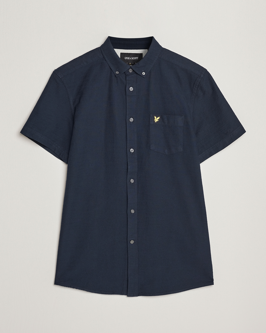 Heren | Overhemden | Lyle & Scott | Cotton Slub Short Sleeve Shirt Dark Navy