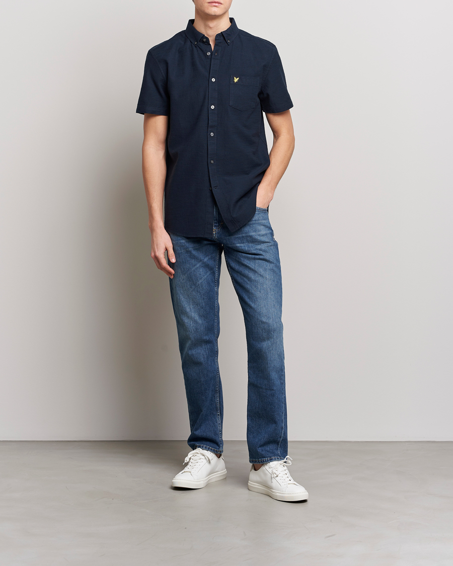 Heren | Overhemden | Lyle & Scott | Cotton Slub Short Sleeve Shirt Dark Navy