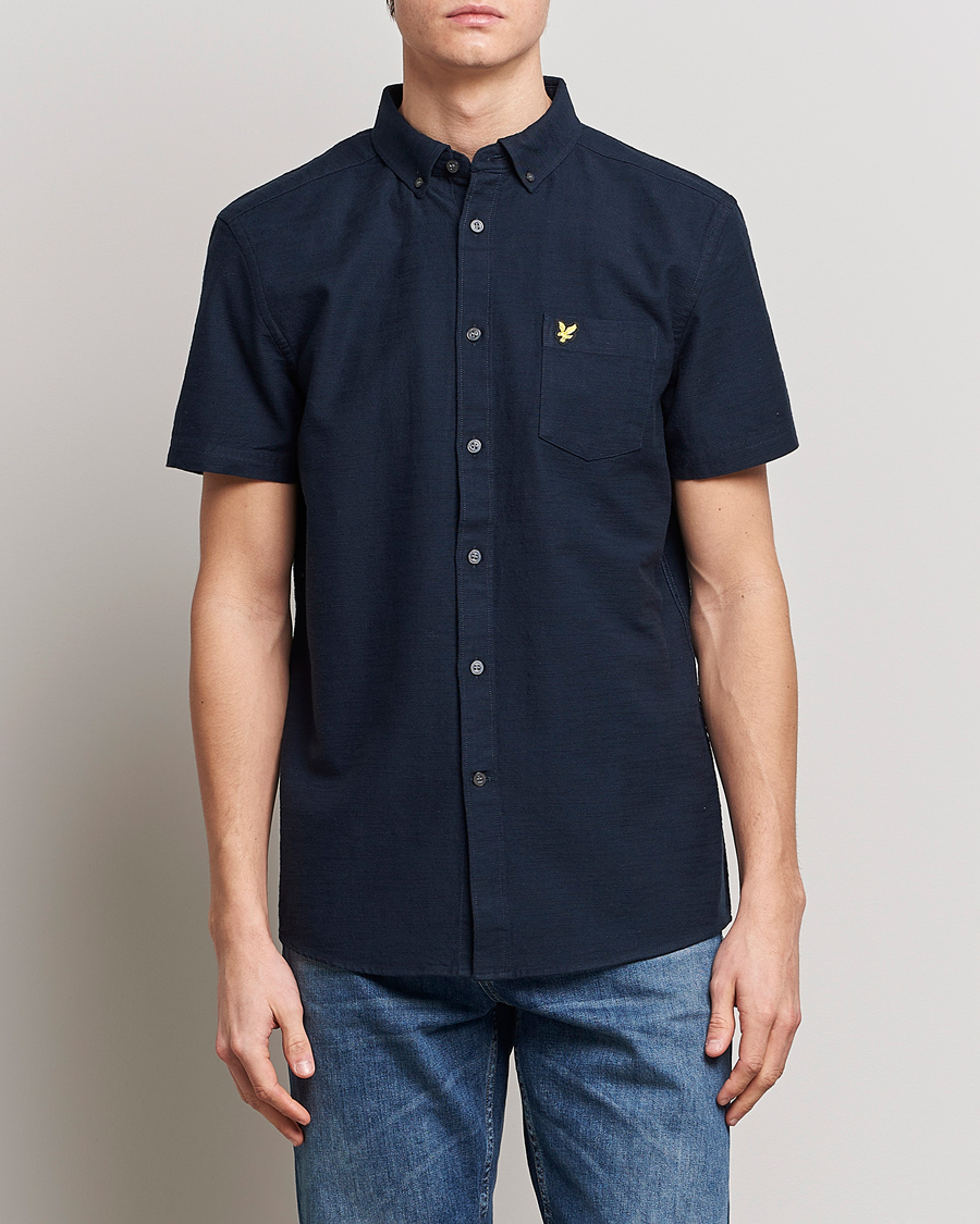 Heren | Overhemden | Lyle & Scott | Cotton Slub Short Sleeve Shirt Dark Navy