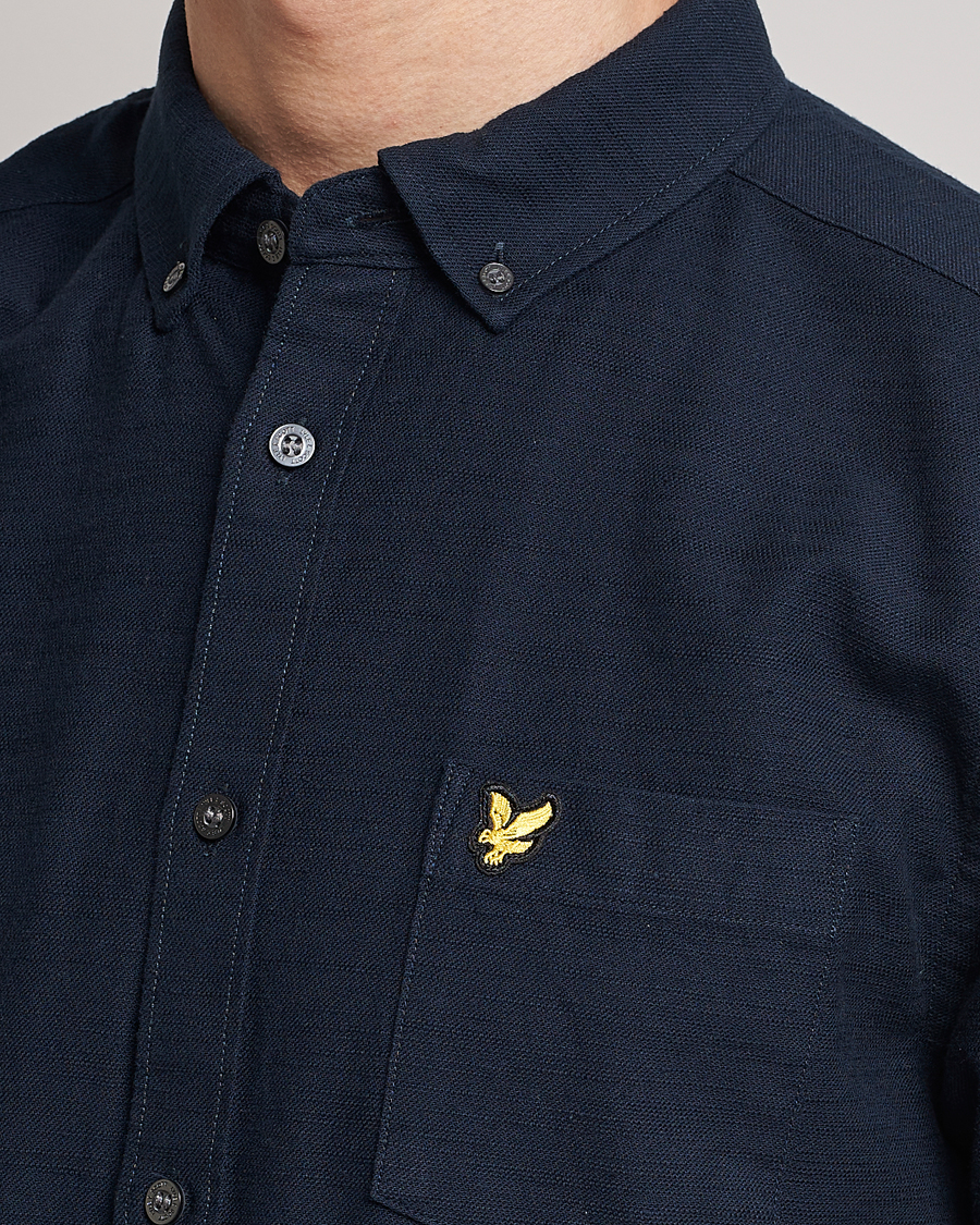 Heren | Overhemden | Lyle & Scott | Cotton Slub Short Sleeve Shirt Dark Navy