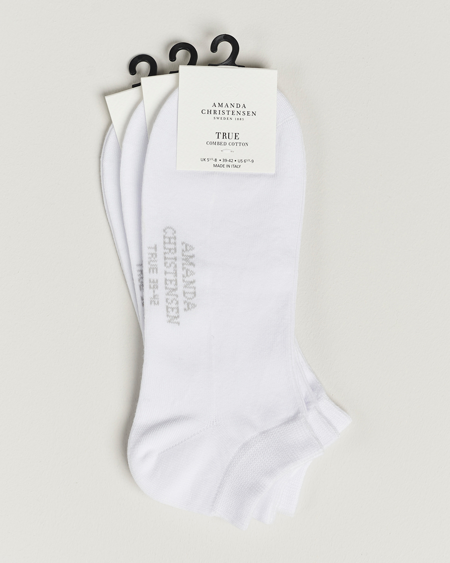 Heren | Ondergoed | Amanda Christensen | 3-Pack True Cotton Sneaker Socks White