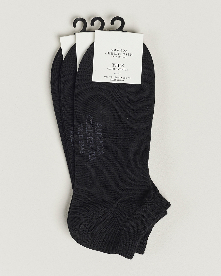 Heren | Ondergoed | Amanda Christensen | 3-Pack True Cotton Sneaker Socks Black