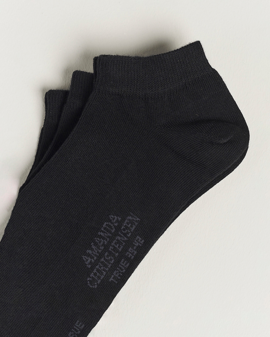 Heren | Ondergoed | Amanda Christensen | 3-Pack True Cotton Sneaker Socks Black