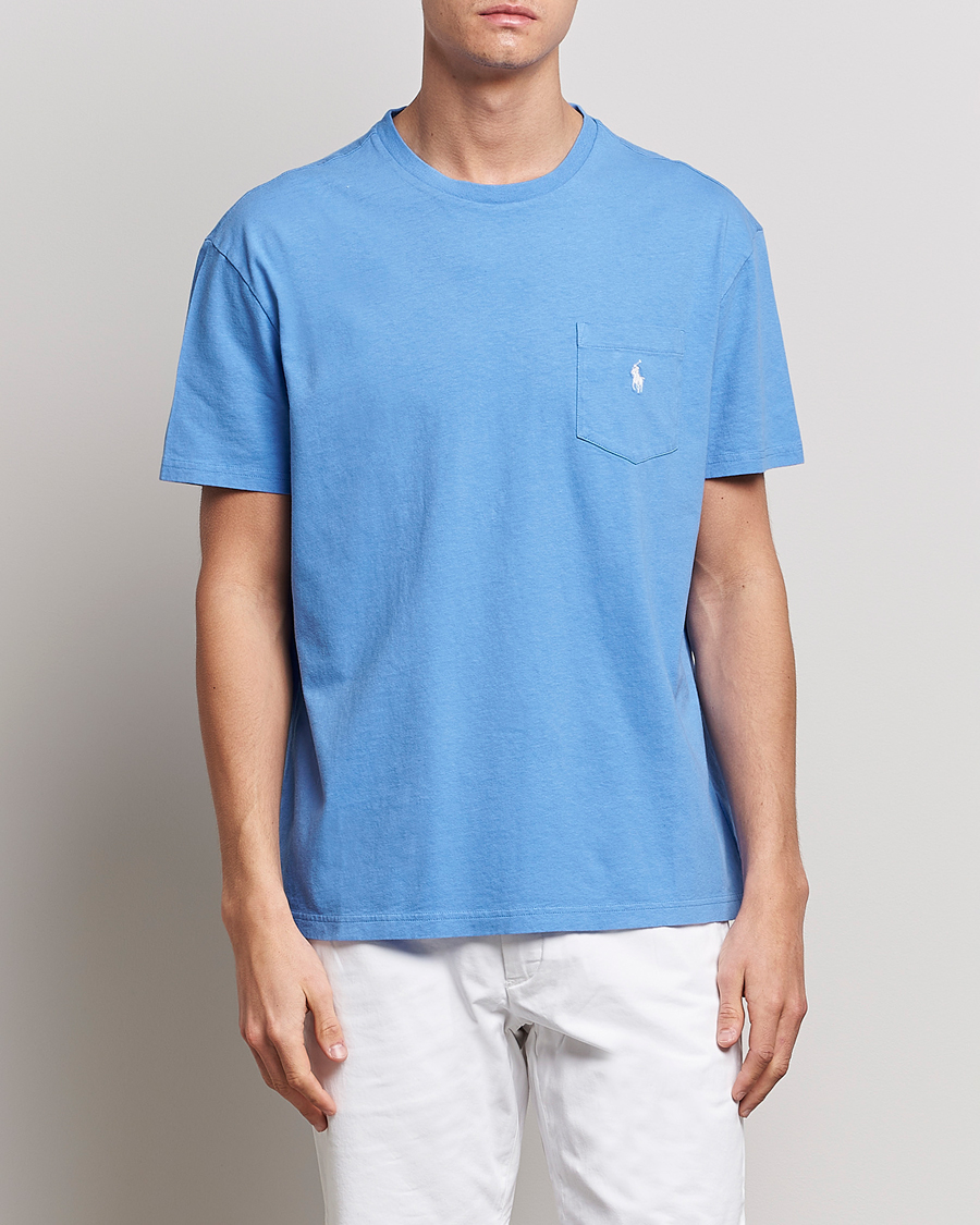 Heren | T-shirts | Polo Ralph Lauren | Cotton/Linen Crew Neck T-Shirt Summer Blue