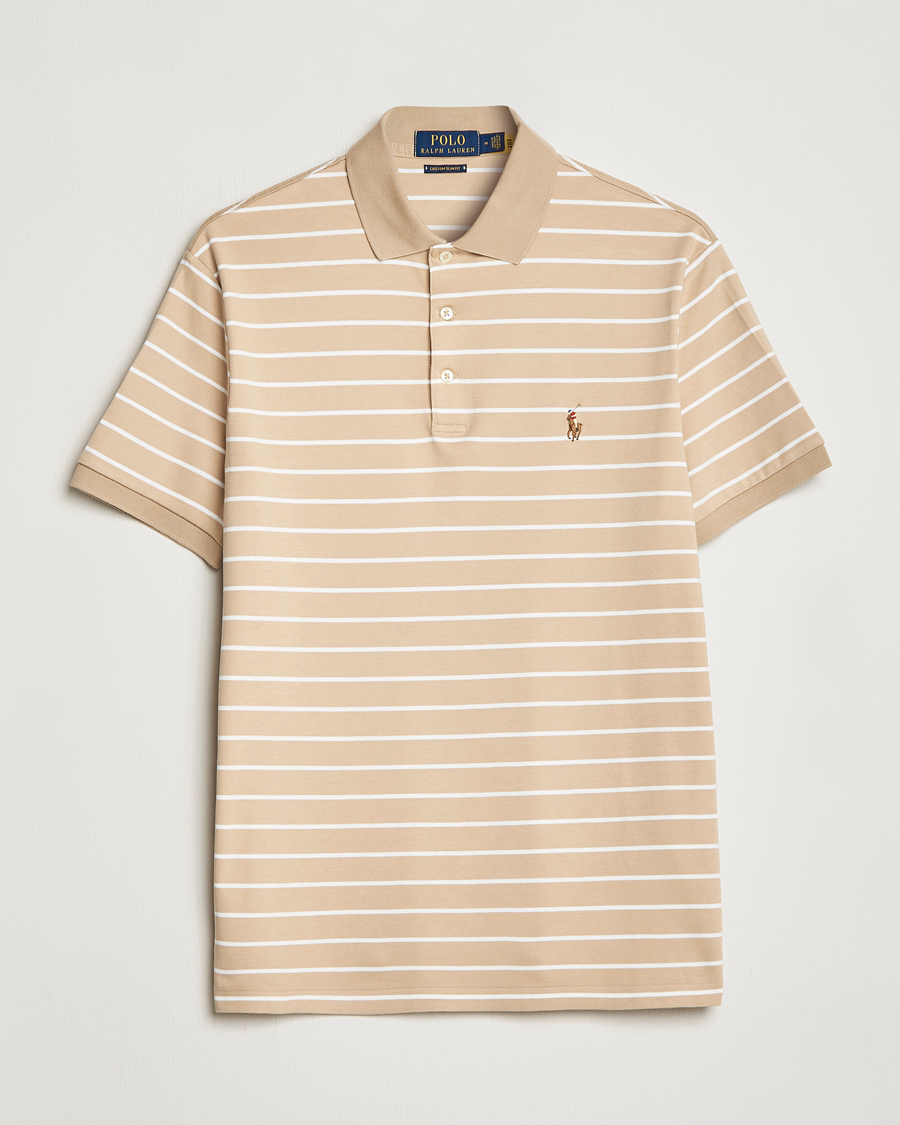 Heren | Polo's | Polo Ralph Lauren | Luxury Pima Cotton Striped Polo Sand Dune/White