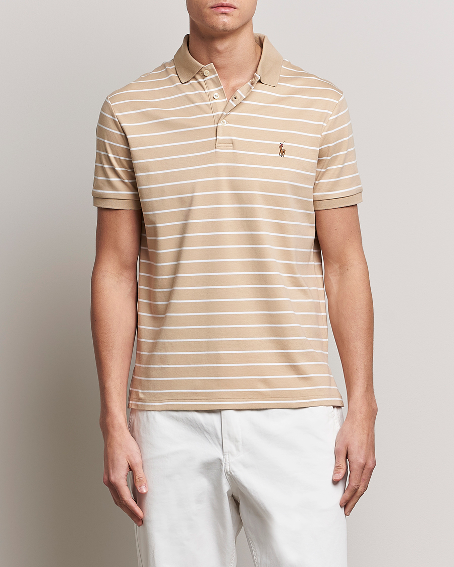 Heren | Polo's | Polo Ralph Lauren | Luxury Pima Cotton Striped Polo Sand Dune/White