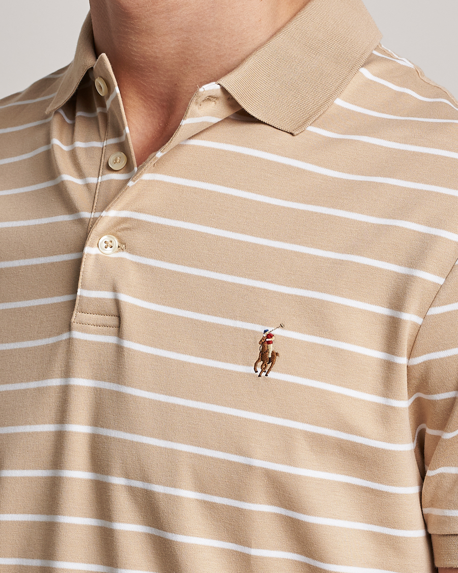 Heren | Polo's | Polo Ralph Lauren | Luxury Pima Cotton Striped Polo Sand Dune/White