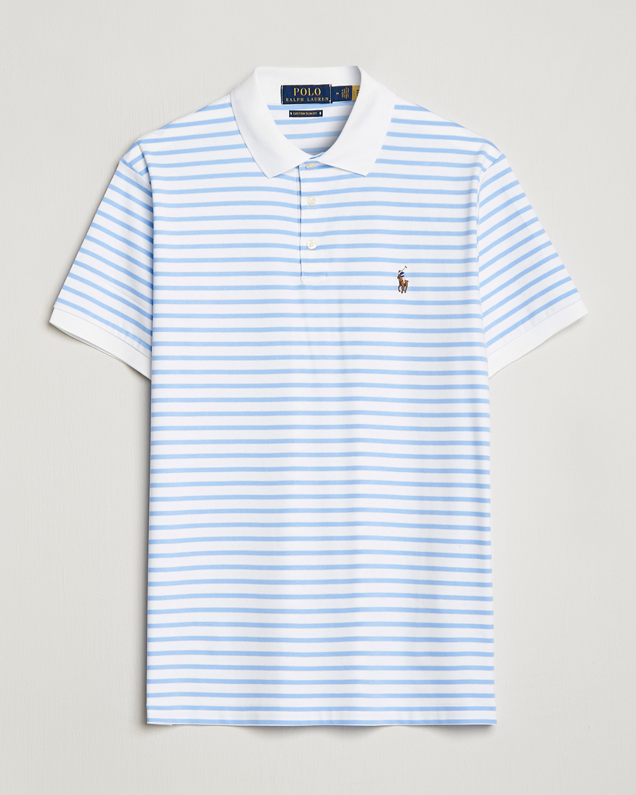 Heren | Polo's | Polo Ralph Lauren | Luxury Pima Cotton Striped Polo White/Austin Blue