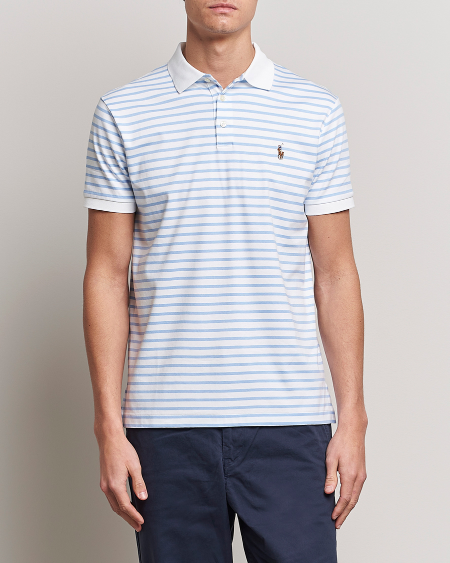 Heren | Polo's | Polo Ralph Lauren | Luxury Pima Cotton Striped Polo White/Austin Blue