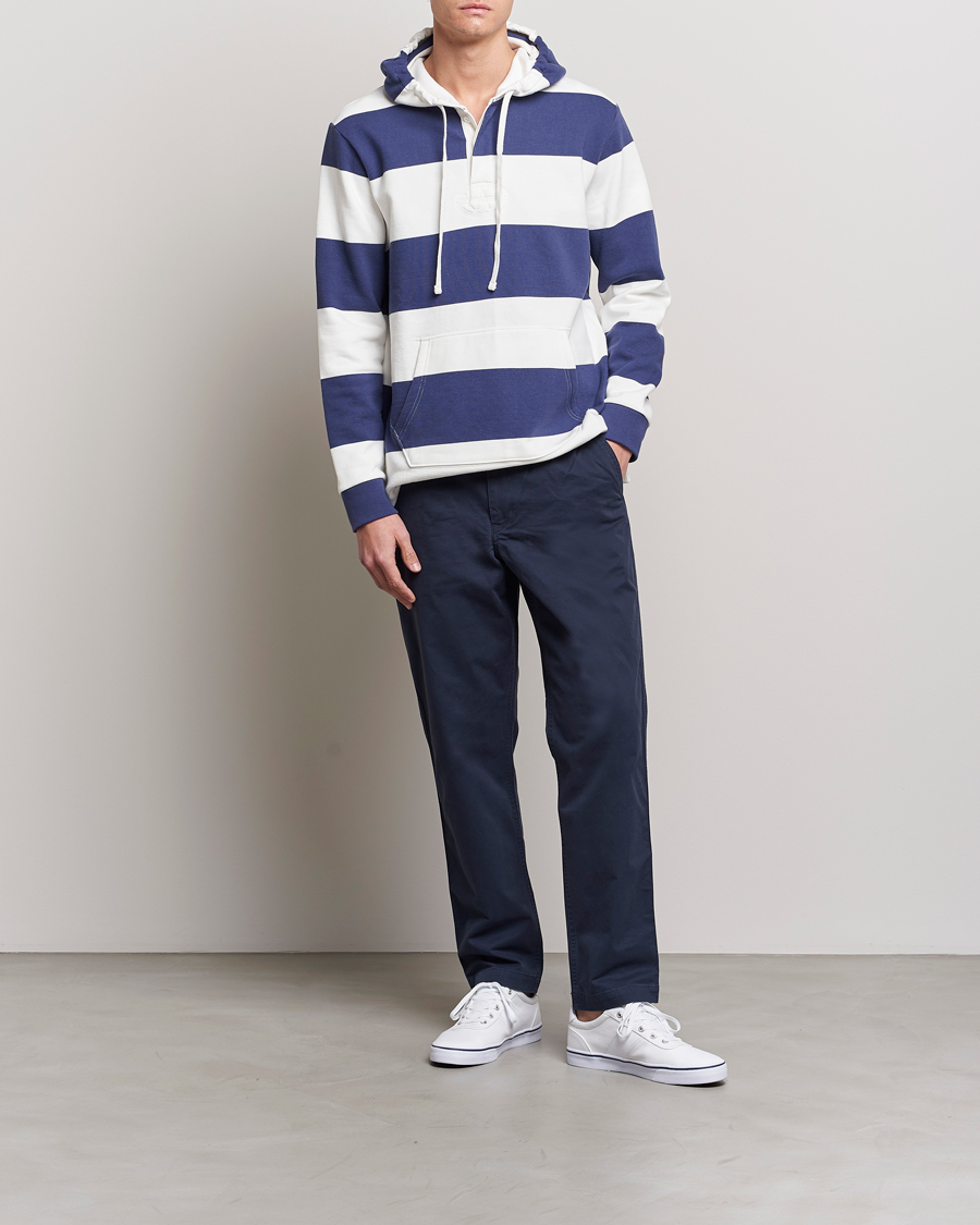 Heren | Truien | Polo Ralph Lauren | Jersey Blockstriped Hoodie Boat Navy/White
