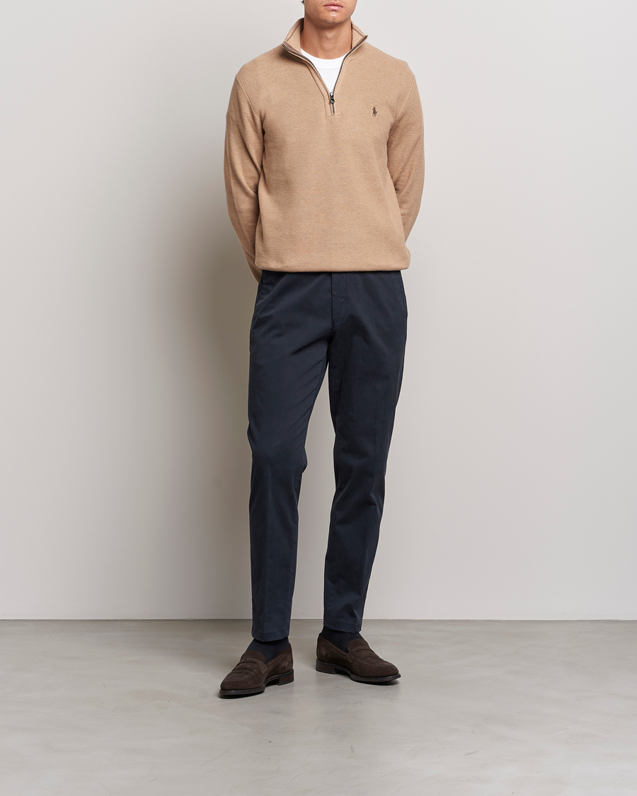 Heren | Truien | Polo Ralph Lauren | Textured Half-Zip Camel Melange