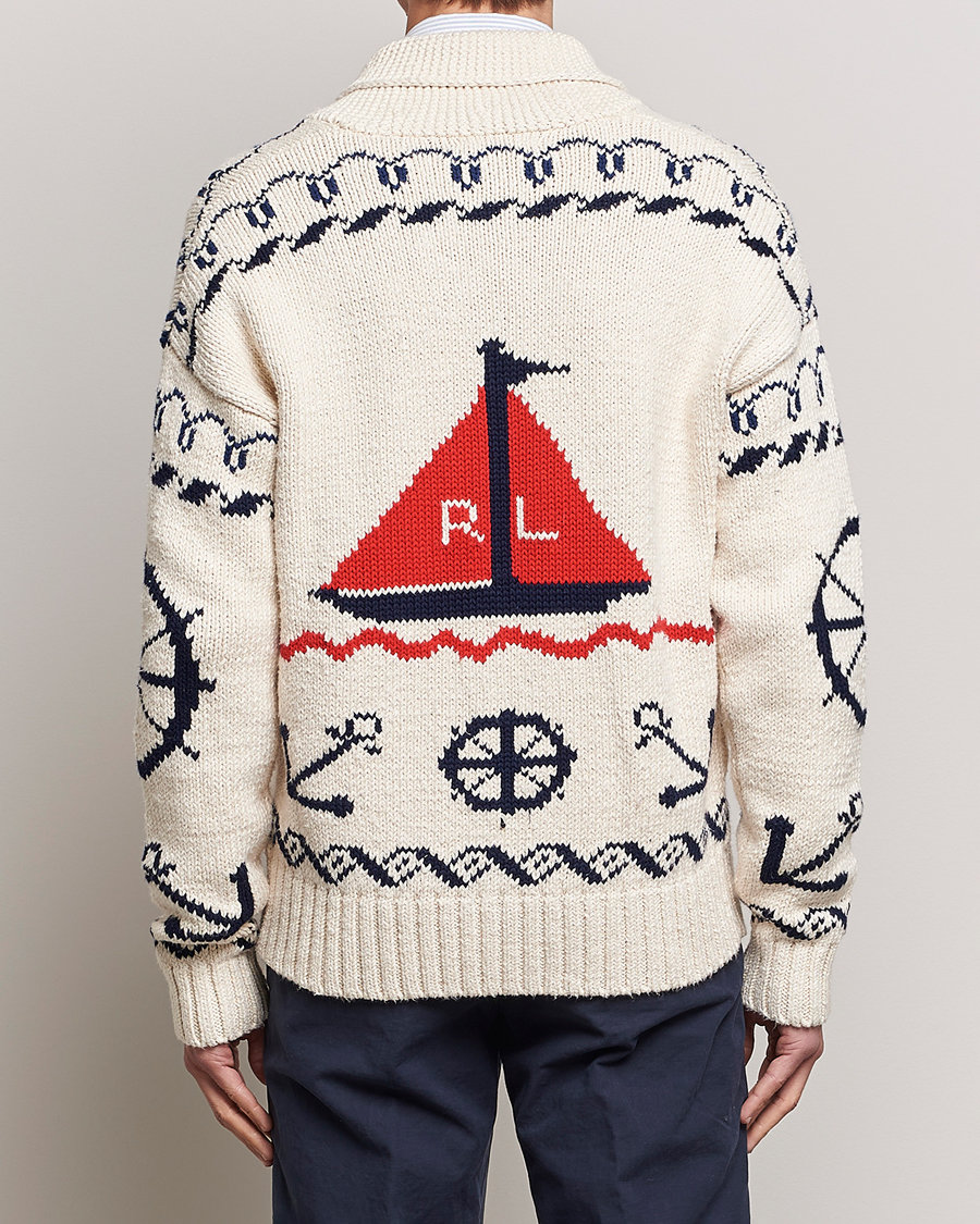 Heren | Truien | Polo Ralph Lauren | Knitted Fishermen Shawl Collar Cardigan Cream