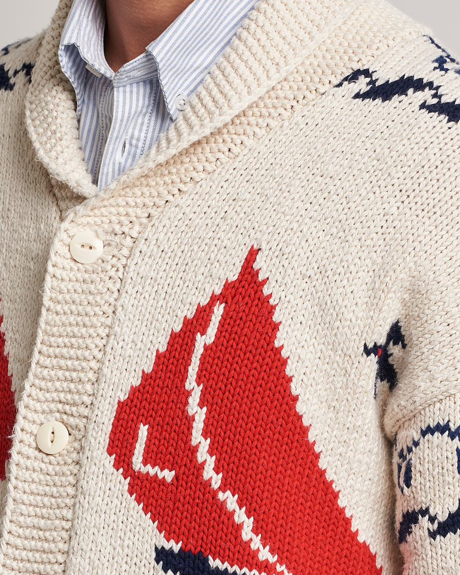 Heren | Truien | Polo Ralph Lauren | Knitted Fishermen Shawl Collar Cardigan Cream
